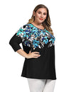 Chicwe Women's Plus Size Floral Printed Shirt Top